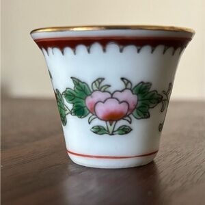 Floral Porcelain Cup with Gold Trim